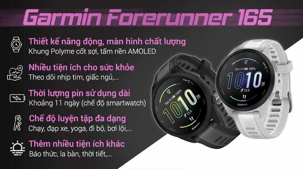 Ảnh Đồng hồ thông minh Garmin Forerunner 165 43mm