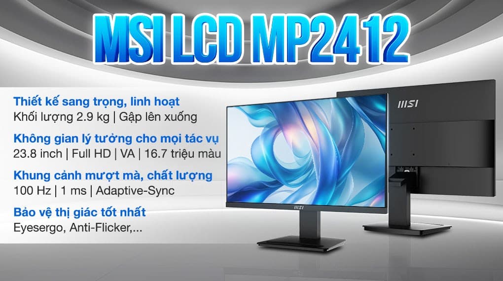 Ảnh Màn hình MSI PRO MP2412 23.8 inch FHD/VA/100Hz/1ms/HDMI
