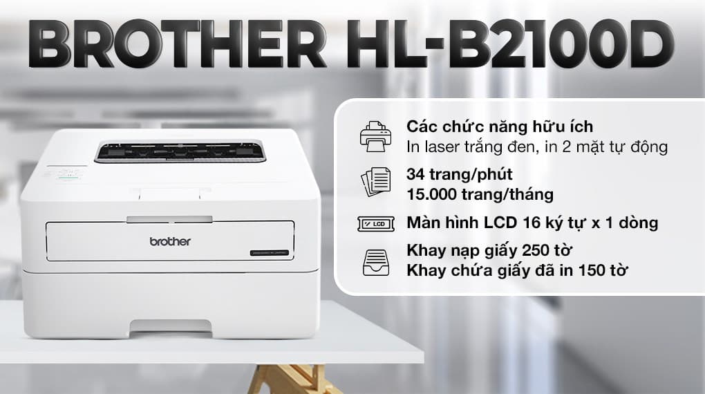 Ảnh Máy in laser trắng đen đơn năng Brother HL-B2100D