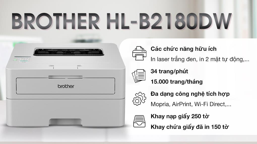 Ảnh Máy in laser trắng đen đơn năng Brother HL-B2180DW Wifi