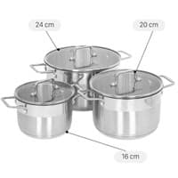Bộ 3 nồi inox 3 đáy nắp kính Elmich EL-2324MN