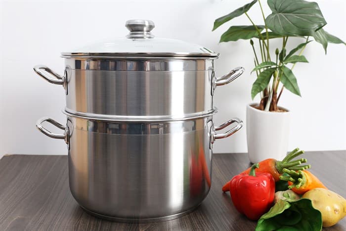 Ảnh Bộ nồi xửng inox 3 đáy nắp kính 28 cm Fivestar ST28-3DG