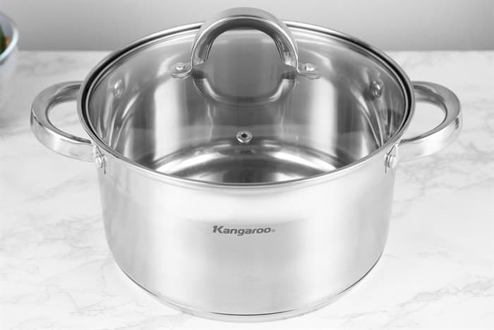 Ảnh Nồi inox 5 đáy nắp kính 22 cm Kangaroo KG876M