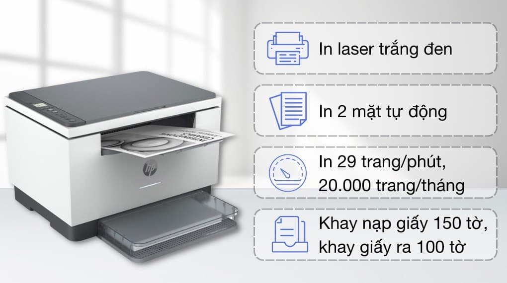 Ảnh Máy in laser trắng đen đa năng HP LaserJet MFP M236dw Wifi (9YF95A)