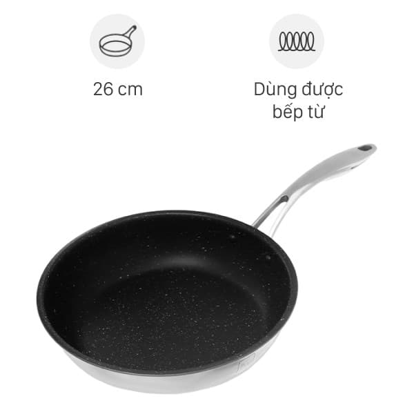 Chảo inox chống dính vân đá đáy từ 26 cm Fivestar FSC26MB