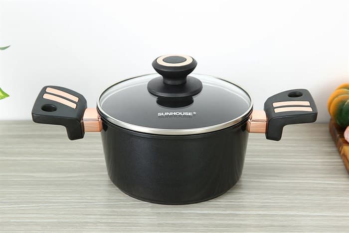 Ảnh Nồi nhôm chống dính Ultra Titanium nắp kính 18 cm Sunhouse ST2210B-18