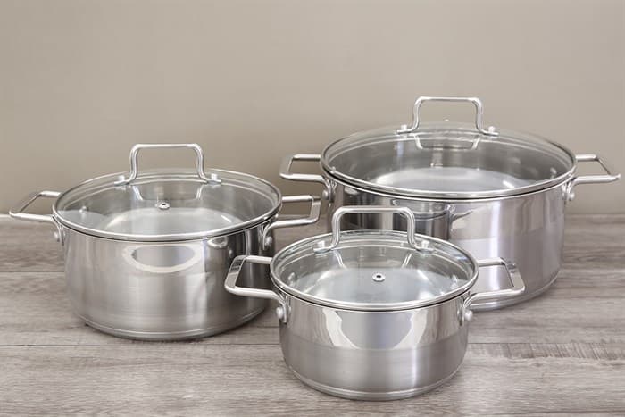 Ảnh Bộ 3 nồi inox 3 đáy nắp kính Hommy BE005