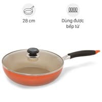 Chảo nhôm sâu chống dính đáy từ nắp kính 28 cm Sunhouse SHG1228MOB