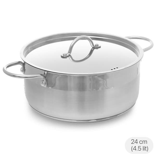 Nồi inox 3 đáy nắp inox 24 cm Delites NE014-24
