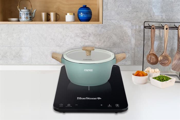 Ảnh Nồi nhôm đúc vân đá nắp kính 20 cm Carez CPC595DI20SN