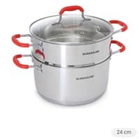 Bộ nồi xửng inox 5 đáy nắp kính 24 cm Sunhouse SHG507-24 Đồ gia dụng