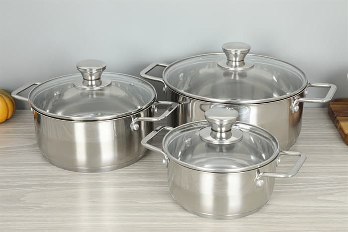 Ảnh Bộ 3 nồi inox 3 đáy nắp kính Delites BNE009