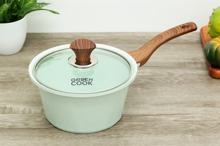 Ảnh Quánh Ceramic nắp kính 18 cm Green Cook GCS05-18IH