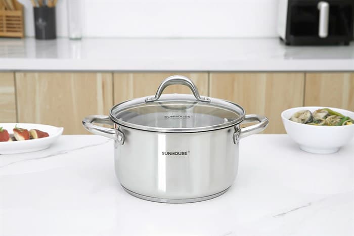 Ảnh Nồi inox 3 đáy nắp kính 20 cm Sunhouse SHG308-20