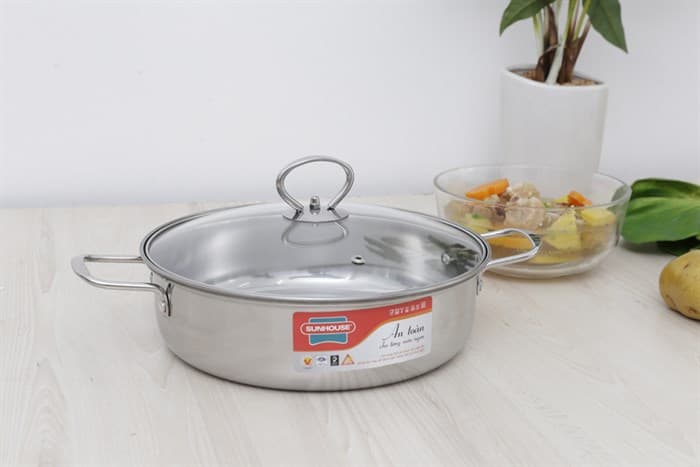 Ảnh Nồi lẩu inox nắp kính 24 cm Sunhouse SHL24