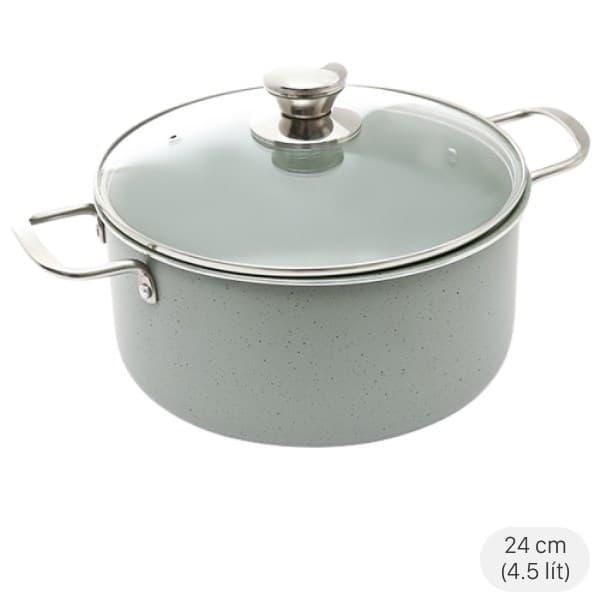 Nồi nhôm chống dính nắp kính 24 cm Delites NCDE008-24