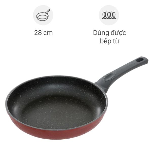 Chảo nhôm chống dính vân đá đáy từ 28 cm Sunhouse SBD28MP