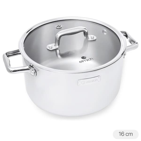 Nồi inox 3 đáy nắp kính 16 cm Elmich Trimax Eco EL-3991