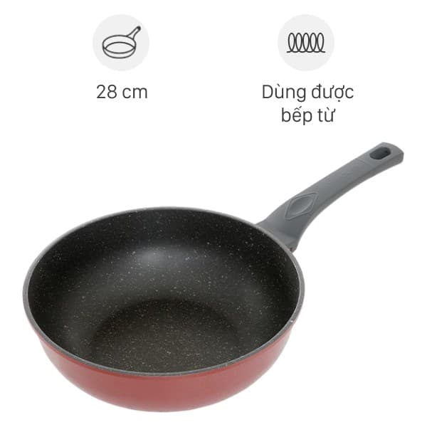 Chảo nhôm sâu chống dính vân đá đáy từ 28 cm Sunhouse SBDS28MP