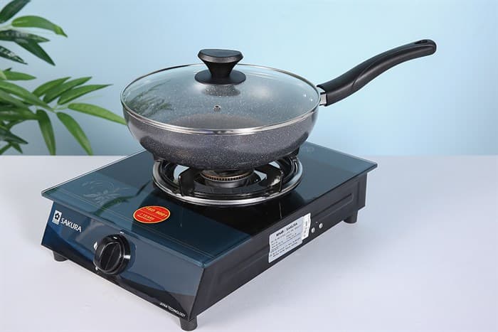 Ảnh Chảo nhôm sâu chống dính vân đá đáy từ nắp kính 26 cm Delites CE005-26