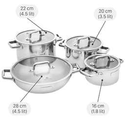 Bộ 4 nồi inox 3 đáy nắp kính Elmich Trimax Eco EL-8002
