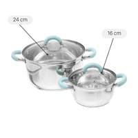 Bộ 2 nồi inox 3 đáy nắp kính Hommy CW-S051-4