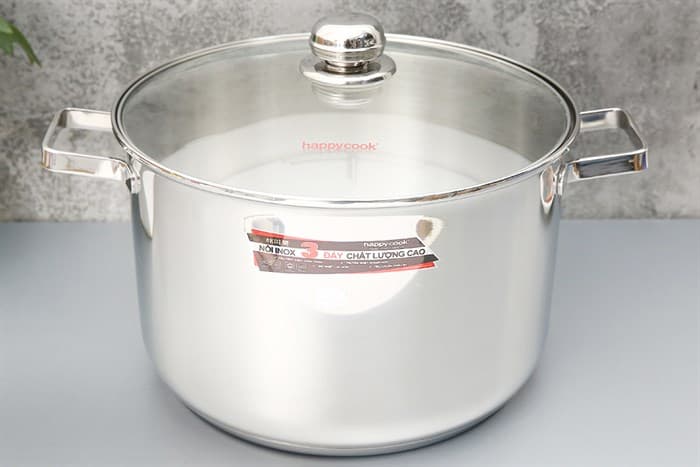 Ảnh Nồi inox 3 đáy nắp kính 30 cm Happycook NC-30G