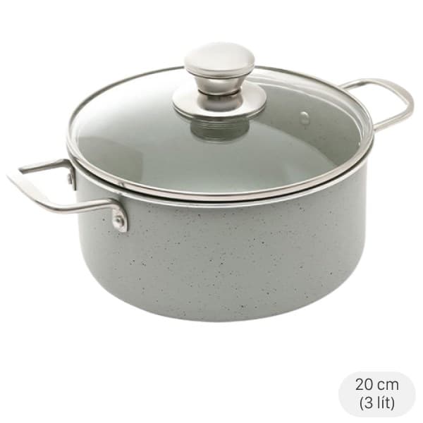 Nồi nhôm chống dính nắp kính 20 cm Delites NCDE007-20
