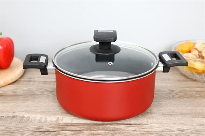 Ảnh Nồi nhôm chống dính nắp kính 22 cm Hommy NE002-22