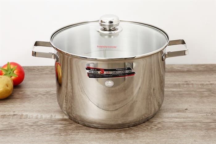 Ảnh Nồi inox 3 đáy nắp kiếng 28 cm Happycook NC-28G