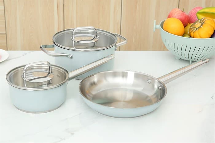 Ảnh Bộ nồi chảo quánh inox 3 đáy nắp kính Sunhouse SHG608