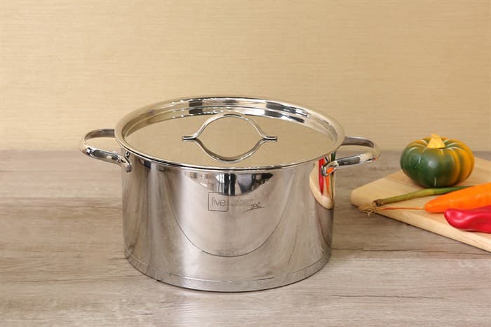 Ảnh Nồi inox 304 3 đáy nắp inox 24 cm Fivestar N24-304OV