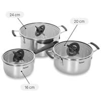 Bộ nồi quánh inox nắp kính Tefal Optispace G7376S44