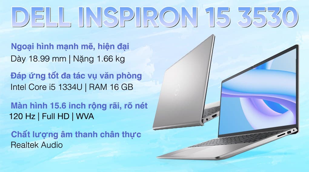 Ảnh Laptop Dell Inspiron 15 3530 i5 1334U/16GB/512GB/120Hz/OfficeHS/KYHD/Win11 (71043885)