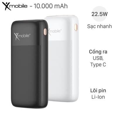Pin sạc dự phòng 10000mAh Type C PD QC3.0 22.5W Xmobile T121