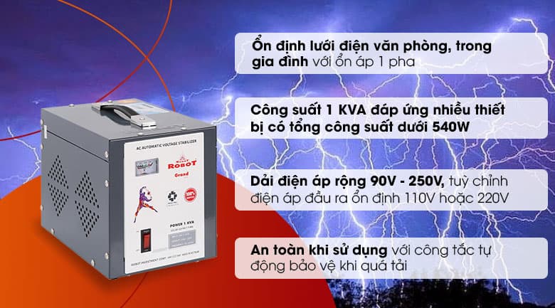 Ảnh Ổn áp Robot 1 pha 1KVA 90