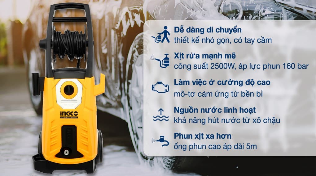 Ảnh Máy phun xịt rửa áp lực cao Ingco HPWR25008 2500W