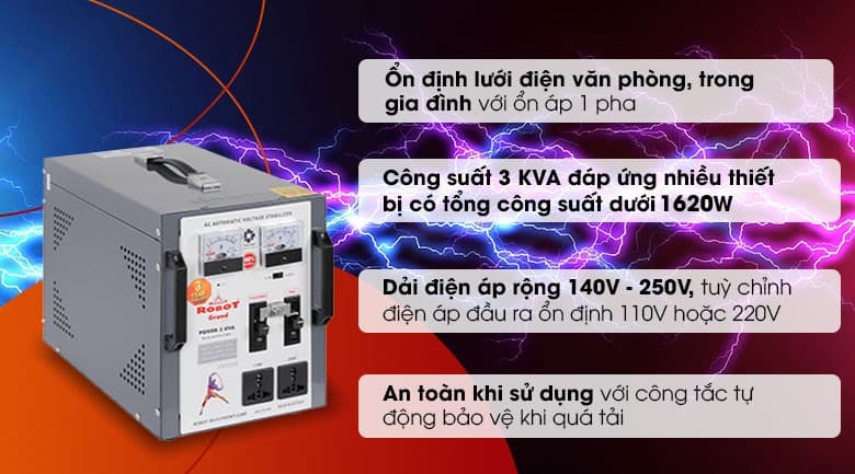 Ảnh Ổn áp Robot 1 pha 3KVA 140