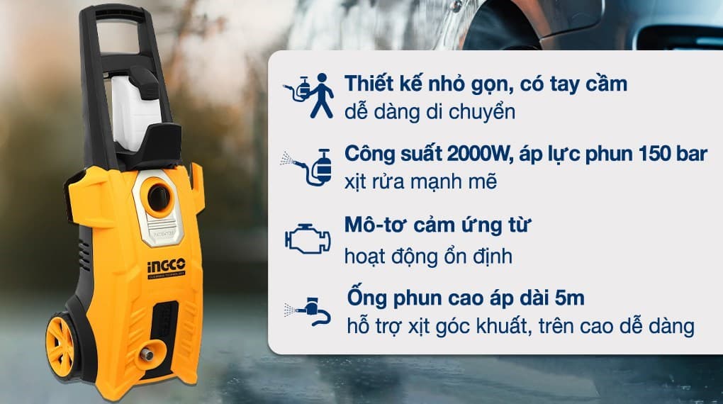 Ảnh Máy phun xịt rửa áp lực cao Ingco HPWR20008 2000W