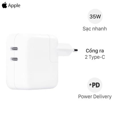 Adapter sạc Apple 2 cổng USB-C 35W MNWP3