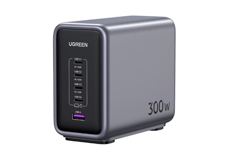 Ảnh Bộ Adapter Sạc 5 cổng Type C PD QC 3.0 GaN 300W kèm Cáp Type C - Type C 1m Ugreen Nexode 90903B