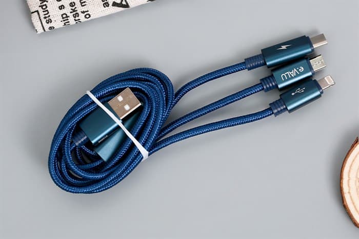 Ảnh Cáp 3 đầu Lightning Type C Micro 1m eValu Spanker B 2
