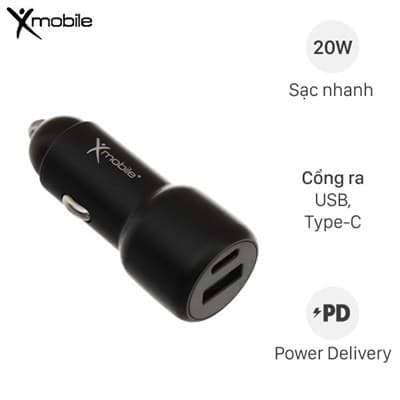 Sạc xe hơi 2 cổng USB Type C PD QC 3.0 20W Xmobile SN-455