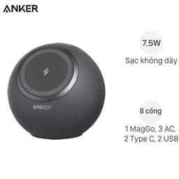 Đế sạc không dây Magnetic 8 in 1 Type C PD 65W Anker 637 MagGo A9137
