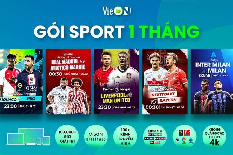 Ảnh VieON Sport 01 tháng chính hãng