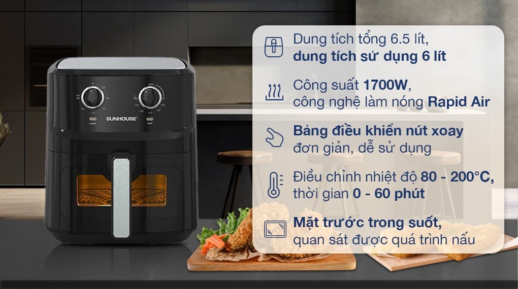 Ảnh Nồi chiên không dầu Sunhouse SHD4030 6.5 lít