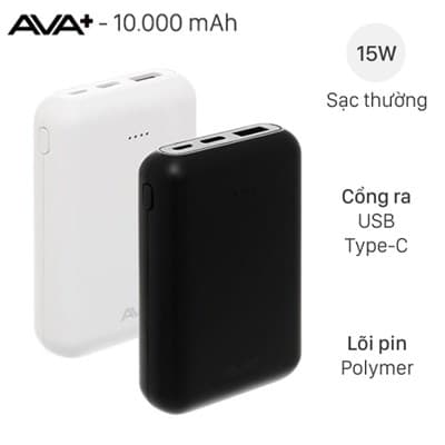 Pin sạc dự phòng Polymer 10000mAh Type C 15W AVA+ DS2107
