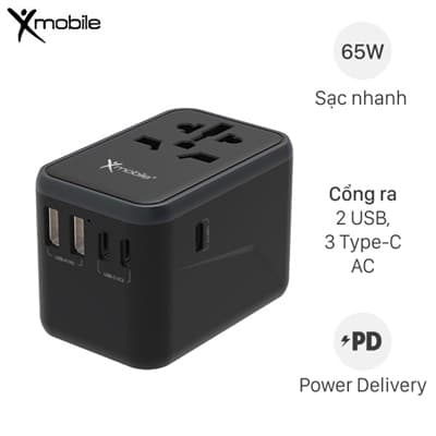 Adapter Sạc đa năng Universal PD GaN 65W Xmobile DS636