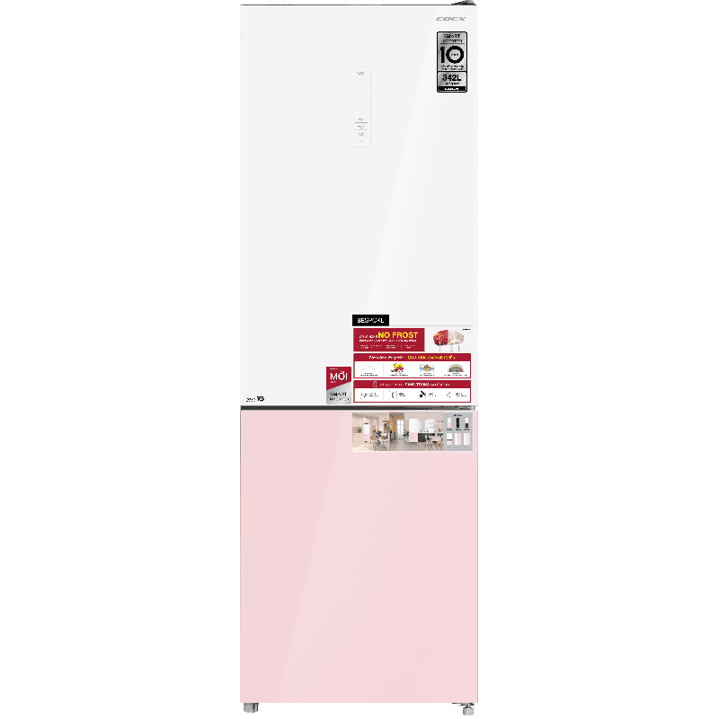 Tủ lạnh 2 cửa Bespoke Inverter 322 Lít COEX RT-4011GYP-BS (Mặt gương trắng, hồng)