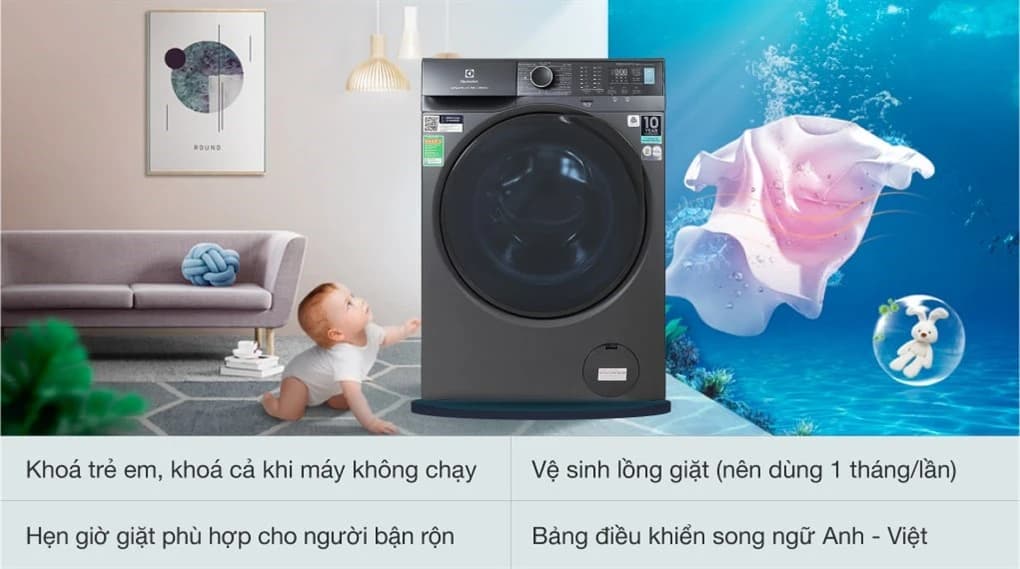 Ảnh Máy giặt lồng ngang Electrolux Inverter 10Kg EWF1024P5SB